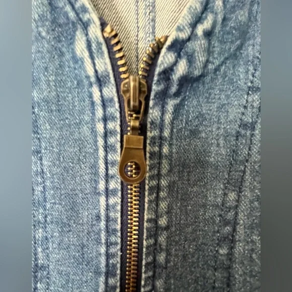 80s Mini Zip Up Denim Dress 4P - Picture 10 of 15
